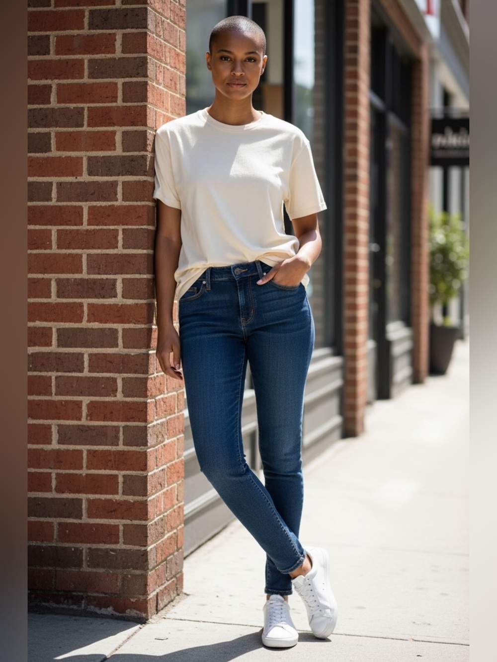 PAIGE Dark Blue Straight Leg Jeans